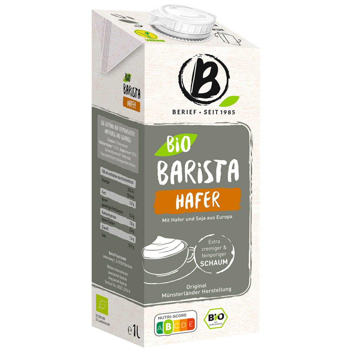 Berief Bio Hafer-Soja-Drink Barista vegan 1l