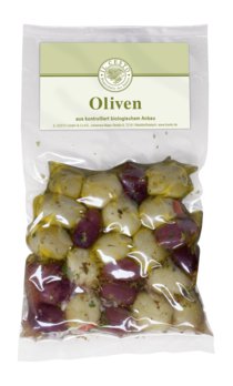 Oliven-Mix gefüllt mariniert Bio