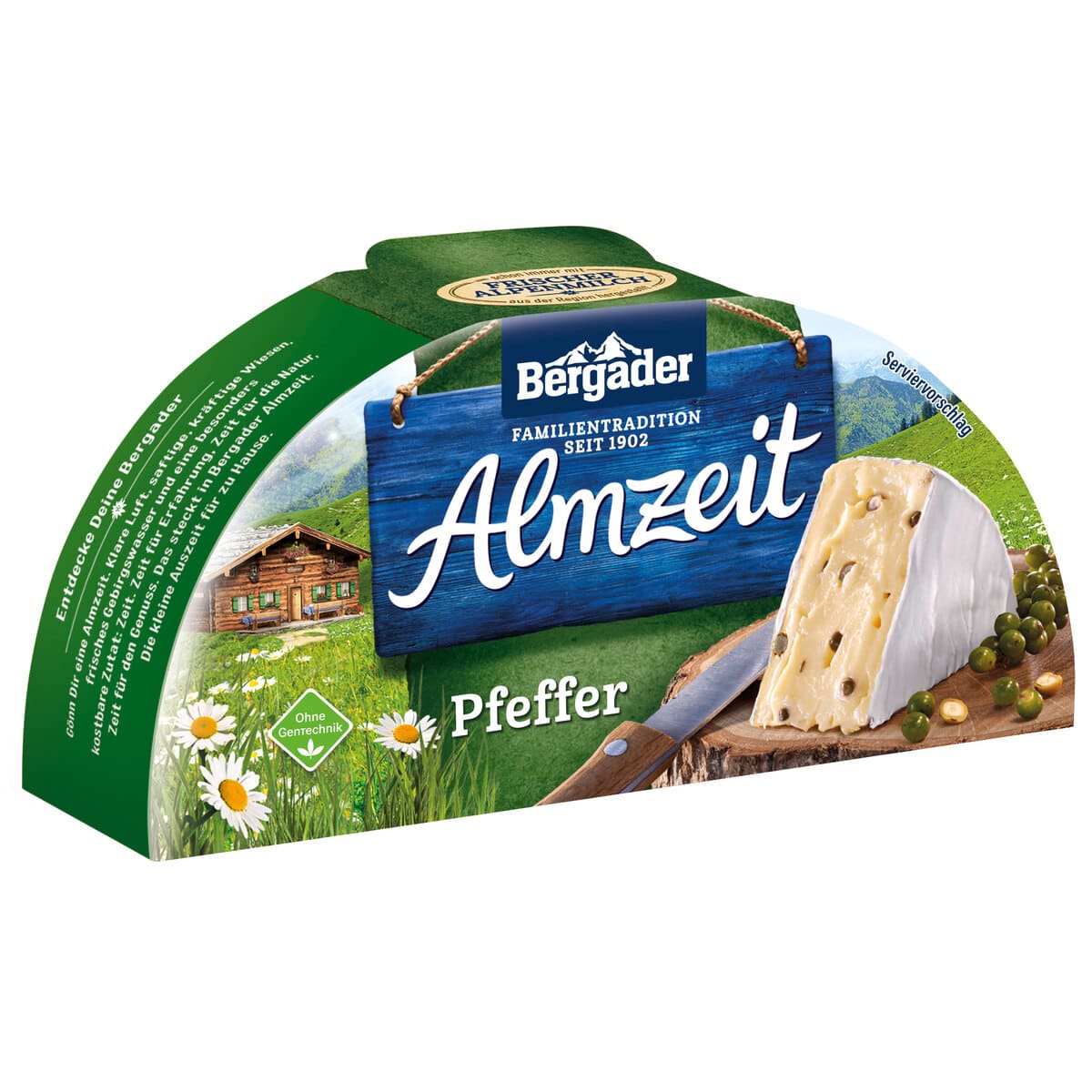 Bergader Almzeit Pfeffer 72%, ohne Gentechnik 175g