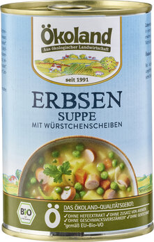 Erbsensuppe mit Würstchen Bio